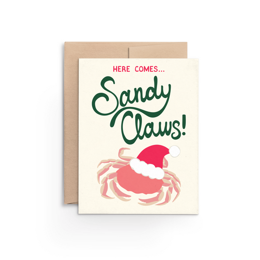 Sandy Claws Christmas Crab Card