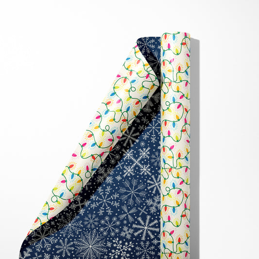Bright Lights & Snowflakes Double Sided Wrapping Paper