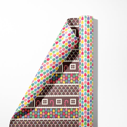 Gumdrops & Gingerbread House Double Sided Wrapping Paper