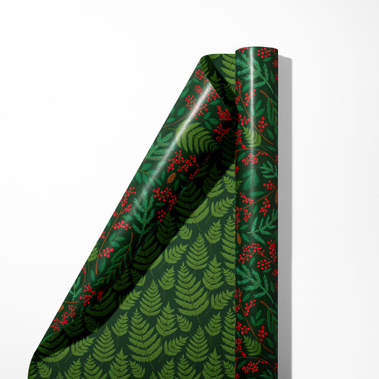 Ferns & Winter Berries Double Sided Wrapping Paper