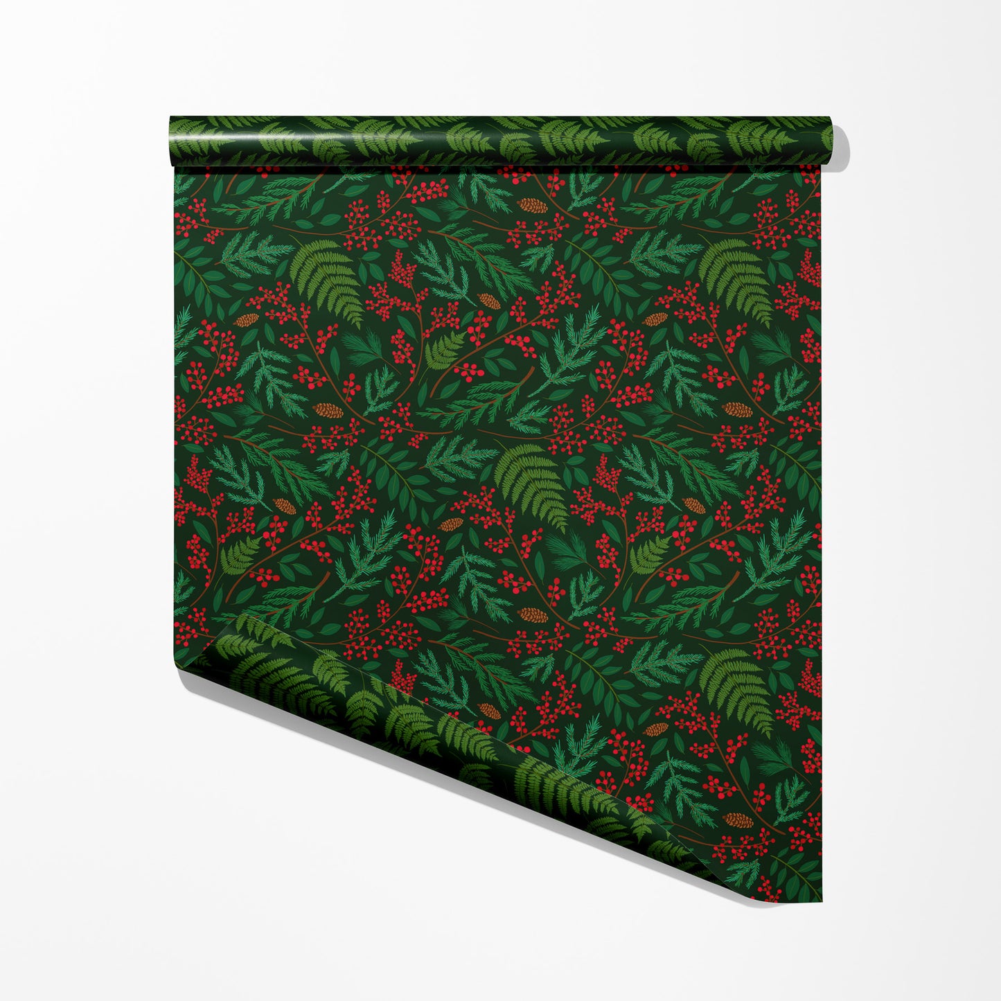 Ferns & Winter Berries Double Sided Wrapping Paper