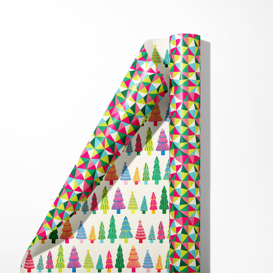 Glass Trees & Christmas Disco Double Sided Wrapping Paper