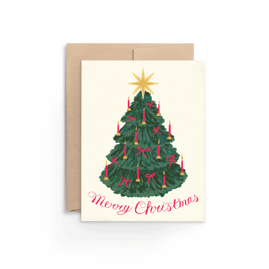Vintage Merry Christmas Tree Card
