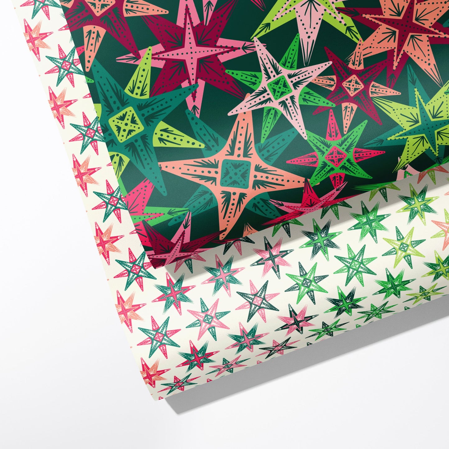 Rainbow & Green Stars Double Sided Wrapping Paper