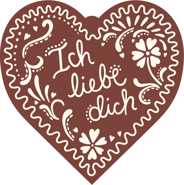 Heart Ich Liebe Dich Wood Ornament