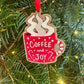 Coffee & Joy Red Mug Wood Ornament