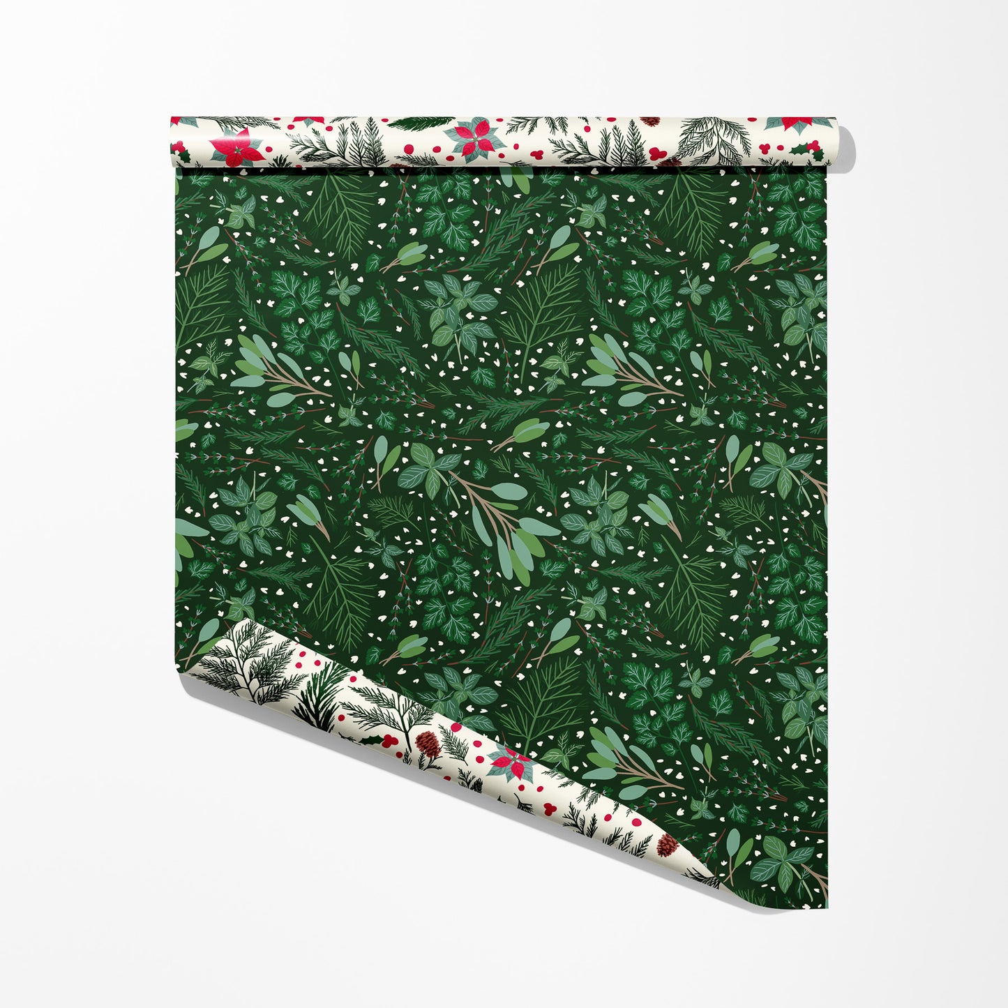 Herb Confetti & Poinsettia Double Sided Wrapping Paper