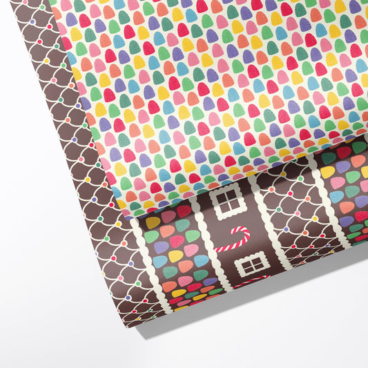 Gumdrops & Gingerbread House Double Sided Wrapping Paper