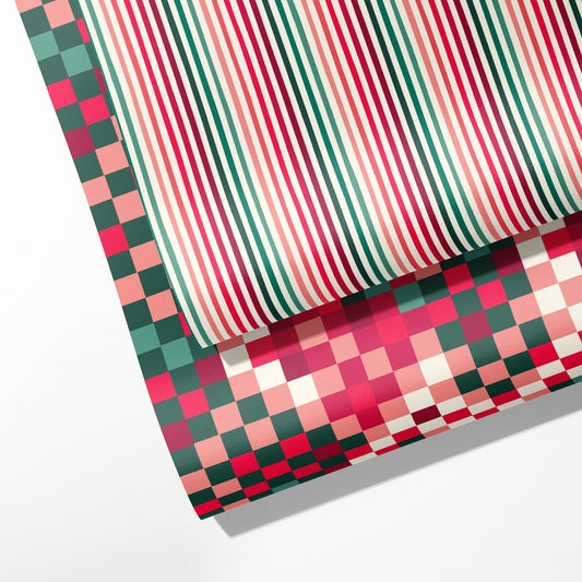 Stripes & Pixels Double Sided Wrapping Paper